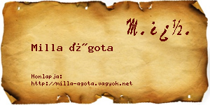 Milla Ágota névjegykártya
