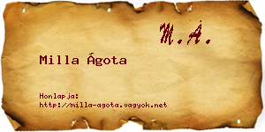 Milla Ágota névjegykártya
